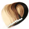 ELIBESS Saç Bant Saç Uzantıları 2.5 g / adet 40 adet / grup Ipeksi Düz Cilt Atkı Remy Saç