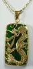 Collier pendentif dragon incrusté de jades verts pour hommes et femmes