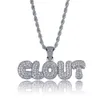 Hip Hop glacé Micro pavé cubique Zircon CLOUT lettre pendentif or argent couleur plaqué collier à breloques pour hommes femmes