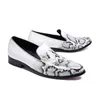 春の秋の尖ったつま先の靴メンズフォーマルオックスフォードシューズホワイトヘビパターン低スリップオンドレスシューズのための男性サイズ38-46