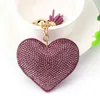 Gold Crystal Heart Keychain Tassel Charm Carabiner Key Rings Holder Bag Hangs Fashion Jewelry Will and Sandy Drop Ship