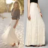 Partihandel-Womens Lace Layered Hitched Maxi Skirt En linje Boho lång asymmetrisk sommar