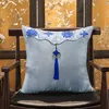 Kinesisk knut tassel vintage stol kudde omslag 45x45cm lyx lapptäcke dekorativ soffa kudde täcker silke satin kuddecase