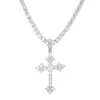 Hip Hop Iced Out Cross Pendant Necklace Gold Silver Color Plated Micro Paved Zircon Gold Chain for Women324K