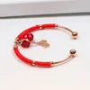 316L roestvrijstalen armbandarmband voor vrouwen rood touw Chinese stijl kalebasfles rosé goud 18 kgp open armbanden298v