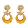 6 цветов богемной акриловые круглый круг кулон серьги европейская мода золото уха Стад серьги для женщин партия ювелирных изделий