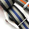 Watchband 22mm 20mm svartblå vattentät dykning Nylon Nato Watch Band Rem Silver Rostfritt stål Pin -lås för OMG 007 för WATC255N