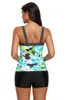 2XL 3XL Plus Size Swimsuit Top Blue Abstract Printed Camisole women's tankini tops swimming big size S-XXL tank bathing suit