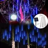 LED Strings 8pcs set 30cm Strip Light Bulbs Shower Rain Lights Solar Powered Meteor Waterproof Garden Lamp for Holiday