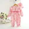 Pasgeboren baby meisje rompertjes bloemen kinderen romper kant hoed baby jumpsuit bloem playsuit peuter kostuum bowknot kleding pak