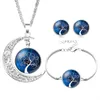 Creux sculpté lune elfe Peter Pan vie arbre temps gemme collier boucle d'oreille bracelet pendentif pour femmes fille onirique ensemble de bijoux