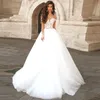 Modern New Designer Backless Wedding Dresses Sheer Crew Neck Long Illusion Sleeves Lace Appliques Cheap Long A-line Bridal Gowns HY4116