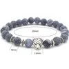 Bracelets de perles en pierre de lave naturelle pour hommes, meilleures ventes, bracelet tête de léopard en agate patinée noire, bijoux extensibles de Yoga, cadeaux de noël