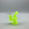 Mini -Glasbongs 14 mm weibliches Gelenk 3,3 Zoll Glasöl -Bohrinseln Dicke Pyrex leuchtende Quelle mit Glasschale Wasserleitungen Tupfer Rigs
