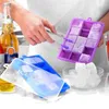 15 Slot Silicone Congelamento Gelo Cubo Molde DIY Pudim Jelly Maker Molde Macio Bendable Cubos de Gelo Cubos Moldes de Bandeja com capa