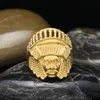 Mens Hip Hop Gold Ring Jewelry Retro Indian Chief Punk Vintage Exaggerated Alloy Metal Rings