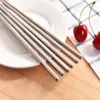 Kinesiska Non-Slip Stainless Steel Chopsticks Slitstarka Mat Sticks Silver Kinesisk Chopstick Hem Restaurang Porslin 1 Par