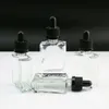 30ml Square Glass Dropper Bottles Eliquid Clear Empty Childproof Tamper Evident Caps For E liquid Juice Essential Oil DHL