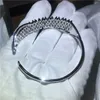 Choucong Handgjord Korsarmband Prinsessan Diamond S925 Silver Fylld Party Bröllop Bangle för Kvinnor Fashion Accessaries