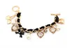 Pulseras de oro para mujeres pulseras hechas a mano brazaletes de joyería de las mujeres Corazón de leopardo pulsera de una dirección del encanto