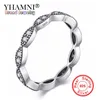 YHAMNI 100% 925 Sterling Zilveren Ringen Luxe Volledige Cirkel CZ Diamond Finger Ringen voor Dames Sieraden Accessoires Gift XJZ208
