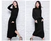 17Autumn And Winter Fashion Korean Women Sweater Knit Dress Slit Skirt Suit Two-Piece Cashmere Sweater Authentic