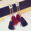 European and American exaggeration Long Tassel Earrings for Women Party Wedding Jewelry Fashion Accessories Vintage Gold Plated Crystal Drop