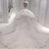 Robe de mariée de luxe en dentelle, épaules dénudées, arabe dubaï, avec perles en cristal scintillant, dos transparent