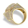 Mens 3D Super Star Gold CZ Bling Bling Rings 18K Yellow Gold Plated Iced Out Cubic Zirconia Micro Pave Ring Hip Hop Jewelry with Gift Box