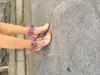صوفيا ويبستر الوئام شبكة 3D الفراشة Bootie روزا / الفيروز / برتقالي عالية الكعب المرأة الصيف زقزقة اصبع القدم الصنادل الأحذية