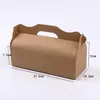 Muffin Cake Box With Handle Cupcakes Holder Packing Kraft Card Paper Boxes DIY Party 27.5*10.5*7.5cm Free Shipping