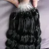 100g Deep Wave Loop Micro Ring Hair 100% Mänsklig Mikropärla Länkar Maskin Gjord Remy Hair Extension