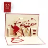3D Briefkaart Laser Cut voor Valentijnsdag Pop-up Gift Wenskaarten Verjaardag Moederdag Kerstmis