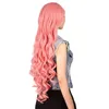 New Pink Women Long Curly Wavy Full Wig Hair Cos Party Wigs
