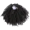 シックなキンキーカーリーヘアポニーテイルアフリカ系アメリカン短いAfro Kinkyカーリーラップ人間の髪巾着パフポニーテールヘアエクステンションクリップ付き
