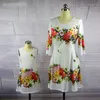 Mom And Daughter Dresses Family Matching Outfits Floral Print Round Neck A-Line Knee-length Mother Baby Girl Summer Evening Vintage Dress