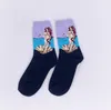 Konststil Skateboard Sock Kvinnor Män Bomull Vintage Staty av Liberty Mona Lisa Starry Sky Kiss Socking Lovers Middle Tubocks