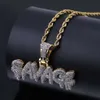 Hiphop isad ut full CZ -stenguldfärgpläterad Savage Pendant Necklace2498