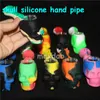 Silicone Rig smoking pipe Hand Spoon Hookah Bongs 10 Colors oil dab rigs with glass bowl dhl