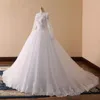 Vestidos de novia de diseño simple, manga larga, cuello redondo, lentejuelas plateadas, vestido de baile, tren de corte, vestidos de novia, vestidos de novia de alta calidad