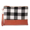 Red Buffalo Plaid Cosmetic Bag Flannel Black Leopard Handbag 25pcs Lot USA Local Warehouse Overnight Clutch DOMIL106-1139