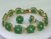 Hot Natural Green Gem Bracelet Earrings Set 7.5 "AaarIrfree Shipping