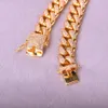 14mm män Zircon Curb Cuban Link Armband Hip Hop Smycken Guld Silver Tjock Tunga Koppar Material Iced Out CZ Chain Armband 8 "