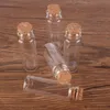 50pcs 15ml Size 22*65*12.5mm Mini Glass Perfume Spice Bottles Tiny Jars Vials With Cork Stopper pendant crafts wedding gift