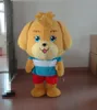 Costumes de mascotte de chien de chiot thème animé chiot jaune Cospaly mascotte de dessin animé personnage adulte Costume de fête de carnaval d'Halloween