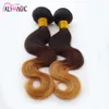 AliMagic Factory Outlet Three Tone Body Wave Ombre Hair Weave 1b/4/27 Blonde Ombre Virgin Human Hair 3Pcs 100g/pcs Brazilian Peruvian