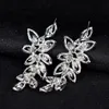 Elegant Bridal Crystal Leaves Dangle Earring Wedding Rhinestone Tassel Long Earring Jewelry Accessories for Gift Party