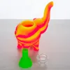 Plate-forme en silicone Éléphant Pipe à fumer en silicone Pipe à main Narguilé Bongs Huile de silicone Dab Rigs avec bol en verre 487