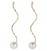 Nouveaux clous de boucles d'oreilles en perles simples coréens avec des mamelons longs et fins boucles d'oreilles en perles avec des accessoires de style féminin