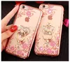 Bling Elmas Yüzük Tutucu Telefon Kılıfı Esnek Yumuşak TPU Kapak ile Kickstand iPhone 11 Pro Max Xr 8 7 6S Artı Samsung S10 9 8 Not 8 9